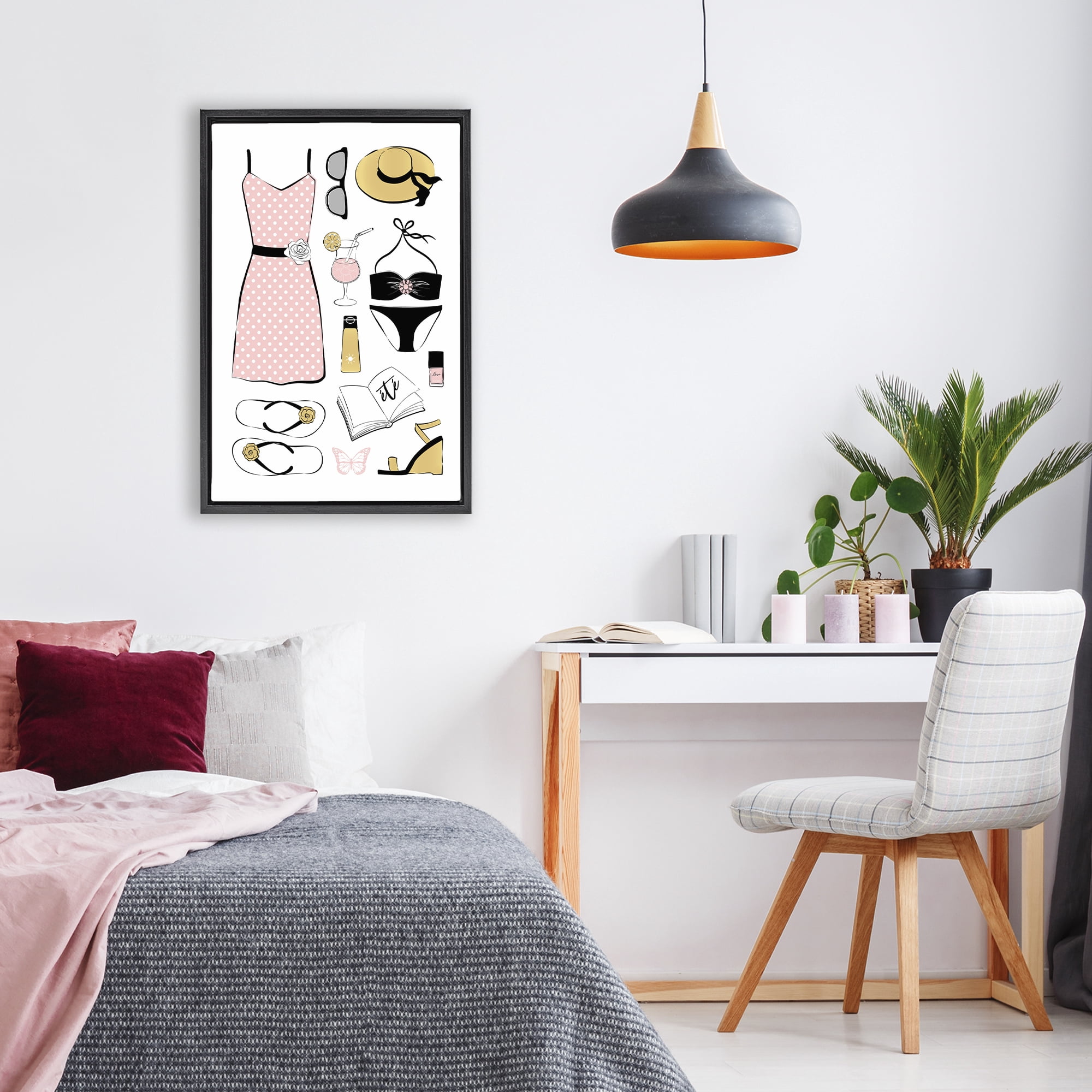 Stupell Industries Summer Vibes Necessities Black Framed Floater Canvas Wall Art, design by Martina Pavlova