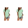 thumbnail image 2 of Camiseta informal Minnieouse para mujer blusa calada de manga corta con volantes Verde claro XXL 2Conjunto, 2 of 6