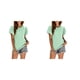 thumbnail image 2 of Camiseta informal Minnieouse para mujer blusa calada de manga corta con volantes Verde claro XXL 2Conjunto, 2 of 6