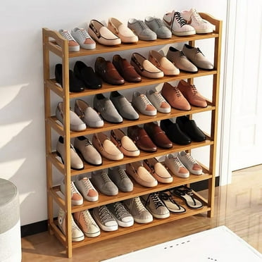 Ktaxon 6-Tier Bamboo Wood Shoe Shelf Shoe Rack 18-24 Pairs Utility Shoe Storage Organizer Shelving for Entryway Bedroom Living Room Dorm Home, Natural