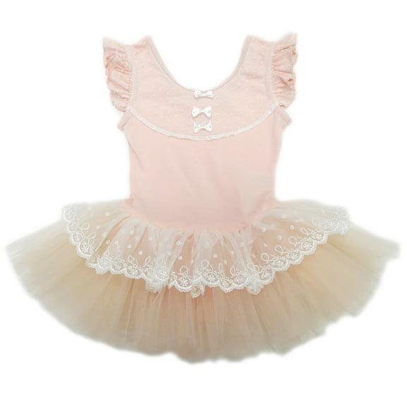 Wenchoice Peach Lace & Bow Ballet Dress Girls L(5Y-6Y)