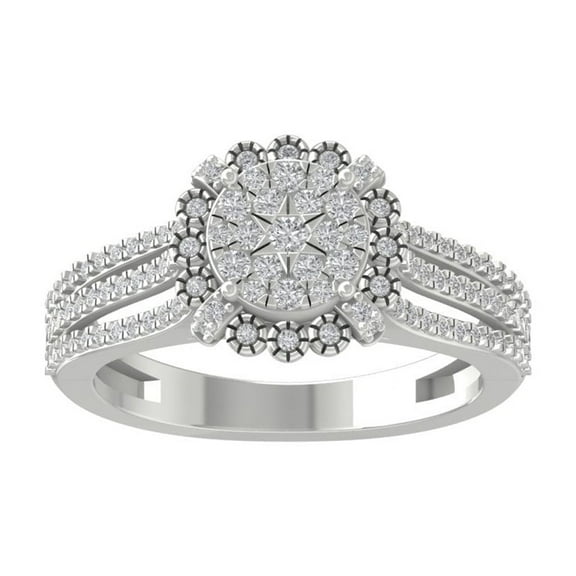ARAIYA FINE JEWELRY 10K White Gold Lab Grown Diamond Cluster Ring (1/2 cttw, D-F Color, VS1 Clarity) Size 5.5