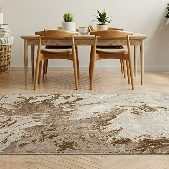 LUXE WEAVERS Marble Swirl Abstract Area Rug, Beige 5x7