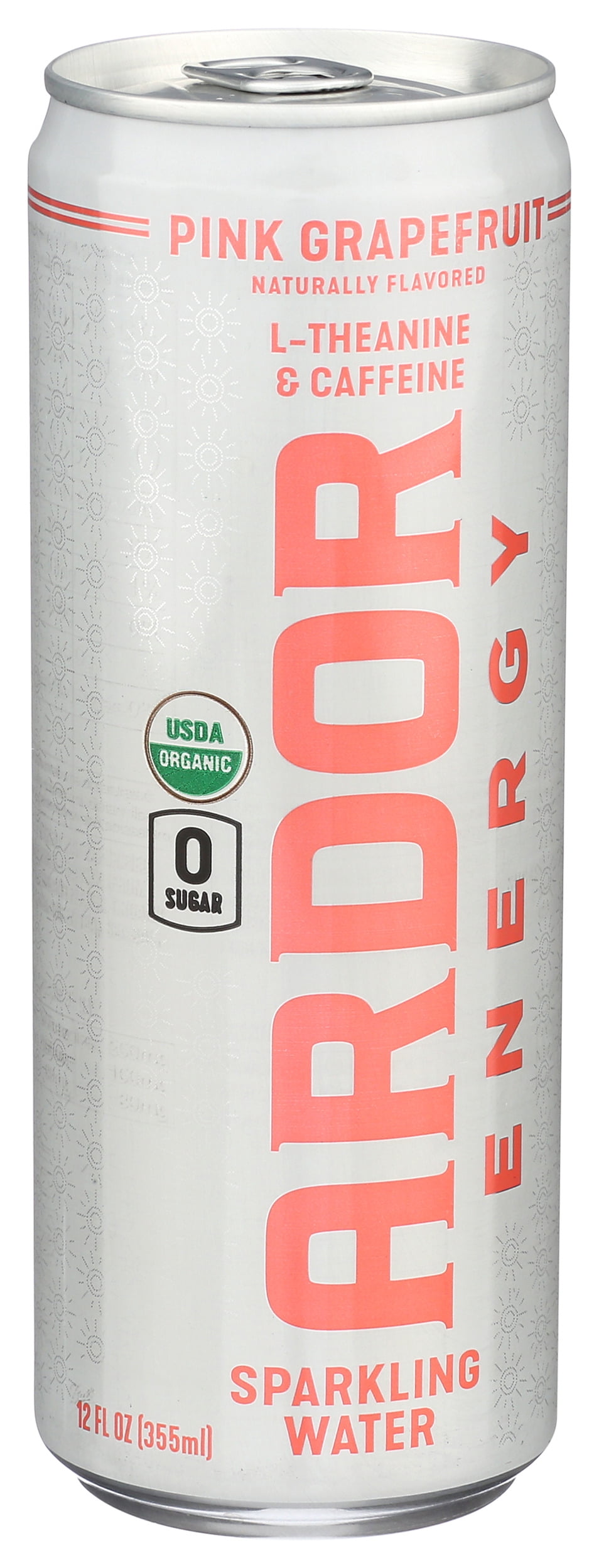 Pack of 12, Ardor Organic Inc Pink Grapefruit Energy Sparkling Water, 12 fl oz
