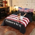 thumbnail image 4 of Manfei Classic US Flag Twin Bedding, 250th Anniversary of America Print Bedding Comforter Set, Red White Blue, Black Reversible 7 Pieces, 4 of 6