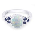thumbnail image 3 of White Opal & Blue Sapphire In 14k White Gold Over Sterling Silver Oval & Round Cut Ring Jewelry For Womens Ring Size-9, 3 of 3