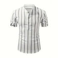 thumbnail image 4 of SDNall Mens Fashionable Short Sleeved Stand Up Collar Button Top, 4 of 8