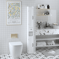 thumbnail image 2 of Euroco Tall Narrow Bathroom Storage Cabinet with Adjustable Shelves, Free-Standing Linen Cabinet with Reversible Doors, Waterproof MDF, White, 2 of 9