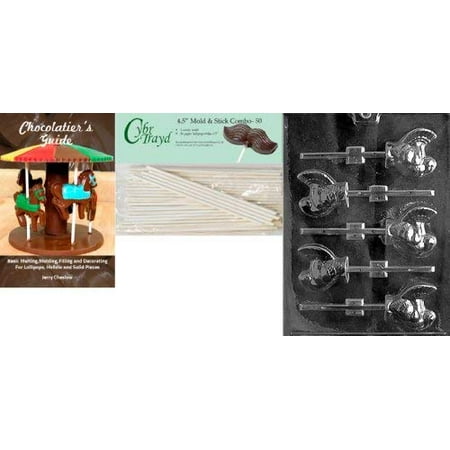 

Cybrtrayd Small Turkey Lolly Thanksgiving Chocolate Candy Mold with 50 4.5-Inch Lollipop Sticks and Chocolatier s Guide