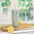 thumbnail image 6 of (4 pack) Your Zone 16 Ounce Plastic Textured Iridescent Tumbler, Green, 6 of 7