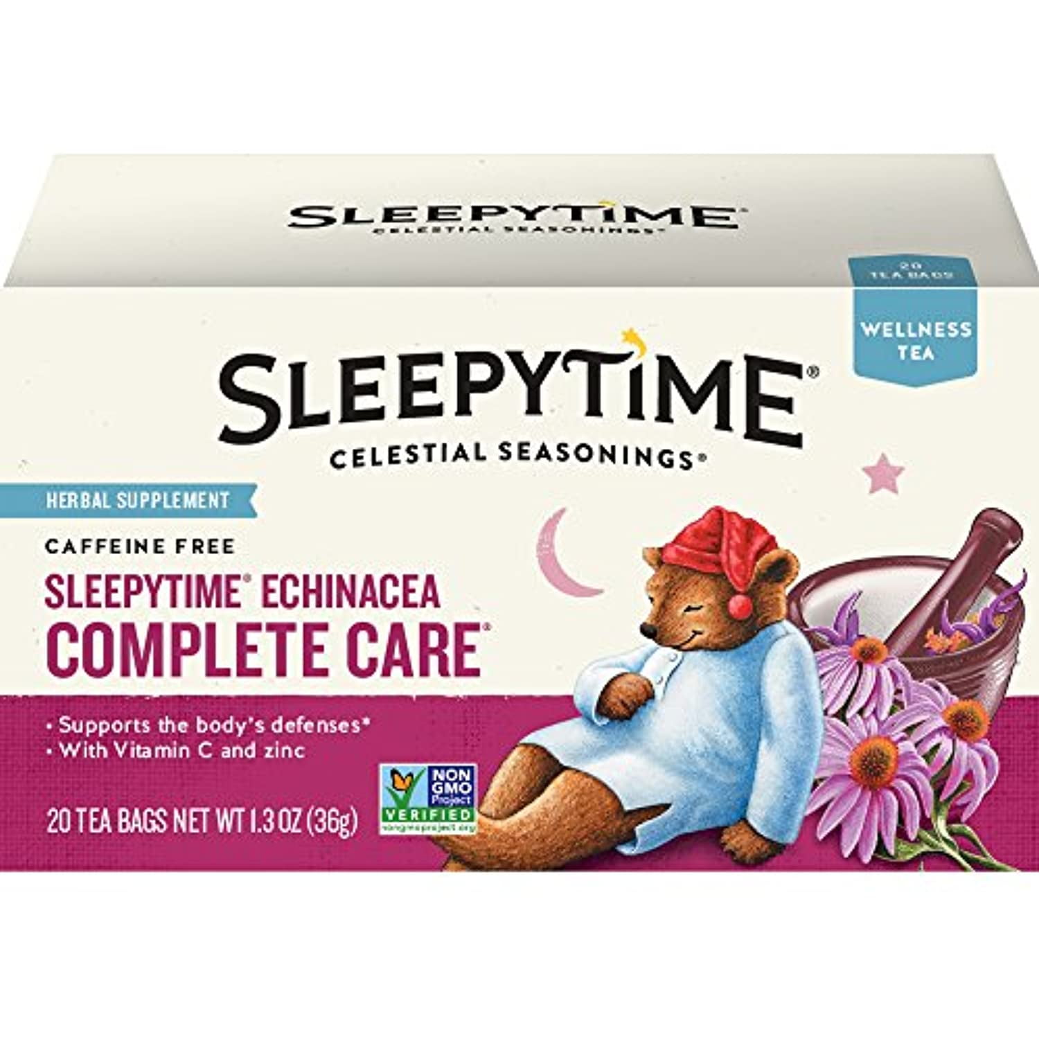 Celestial Seasonings Wellness Tea, Sleepytime Echinacea Complete Care, 20 Count Box