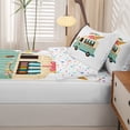 thumbnail image 4 of catabedysis Summer Fun Zipper Twin Comforter Sets with Fitted Sheet and 2 Pillowcases,Ice Cream Truck Print Zipper Bedding Set For Boys,Multicolor,Colorful Stars Reversible,4 Pieces, 4 of 7