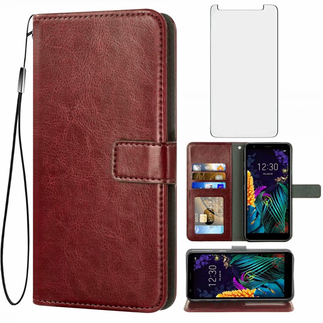 Mobile Phone Cover for Lg K30 2019, Cover Premium Pu Leather Tpu Flip Case Magnetic Closure Card Compartment Stand Function Wallet with Lanyard Protective Cover