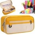 thumbnail image 4 of Pencil Case, Large Capacity Zipper Stationery Storage Pouch, Color Block Portable Writing Utensil Organizer Bag, Multi-Pocket Office Supply Carry Bag, Foldable Portable Storage Pouch, 4 of 6