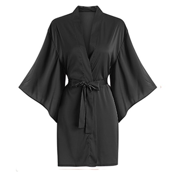 FLMEI Ice Silk Pajamas Robe for Womens Solid-Coloured Bathrobe Women's Lace-Up Sleepwear Summer Stain Nightwears