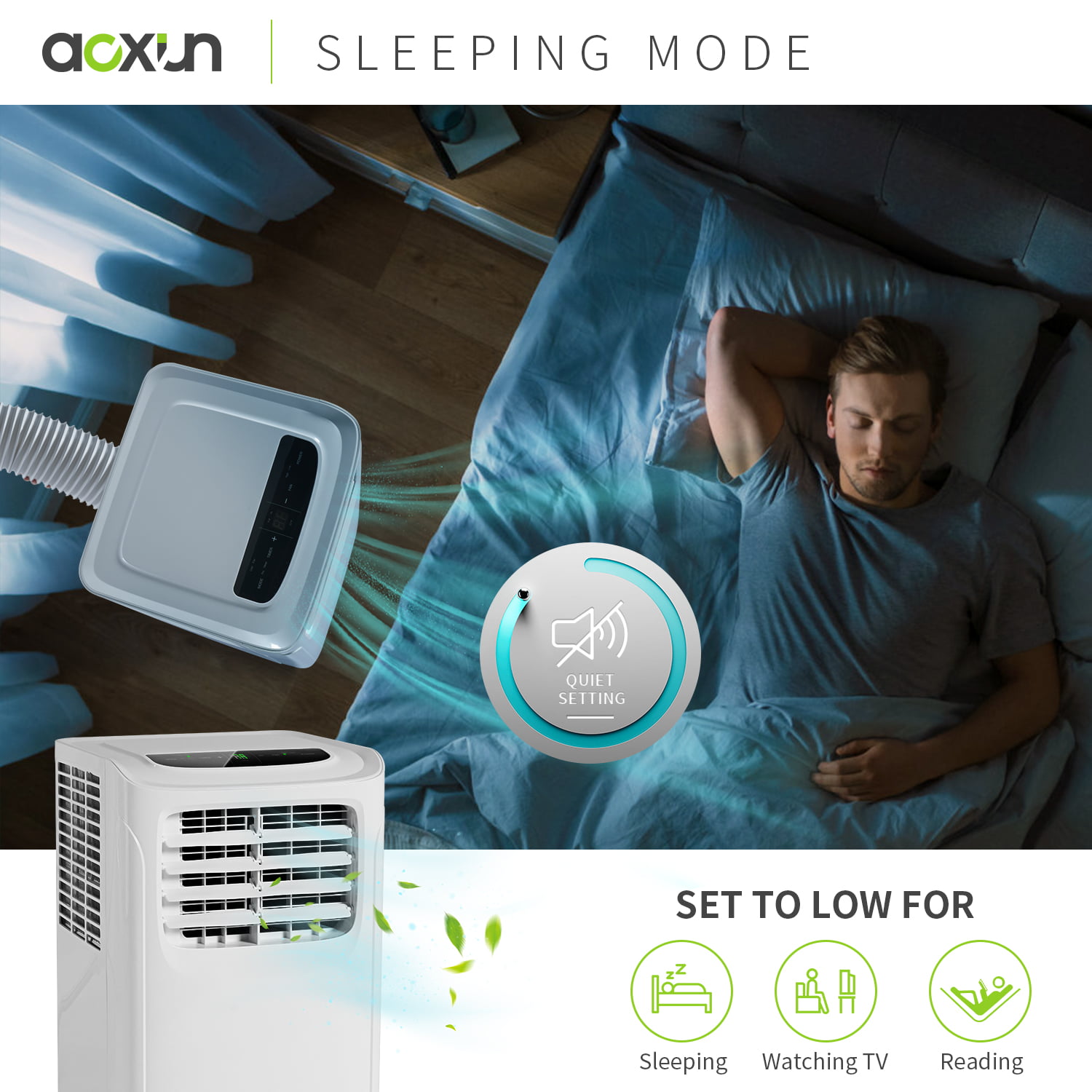 Aoxun 9700 BTU Portable Air Conditioner w/ Dehumidifier Function & Fan Mode  w/ Window Kit, 3-in-1 Functions/Digital Display/24 Hrs Timer/Caster Wheels  