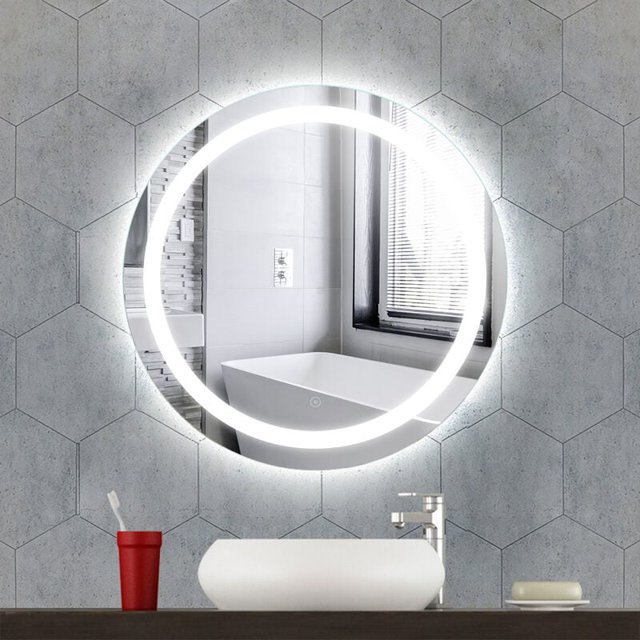 Espejo Redondo de Baño LED 70x70, Espejo de Baño Pared con Iluminación, Función Antiniebla, con Interruptor de Sensor táctil esquí esquí Gafas de esquí