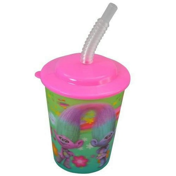 Dreamworks Trolls 3D 12oz Lenticular PP tumbler with lid and straw 45g/Water Bottle…