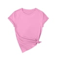 thumbnail image 2 of NAMTYQX Womens Shirts Dressy Casual Cute Short Sleeve Loose Fit Lightweight Round Neck Print Bedruckte Breathable Plus Size Womens T Shirts Pink Size 2XL, 2 of 5