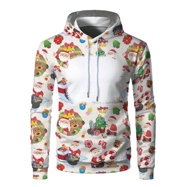 Suministros de decoración navideña suéter navideño espacios en blanco de sublimación sudaderas con capucha de poliéster sudadera con capucha unisex
