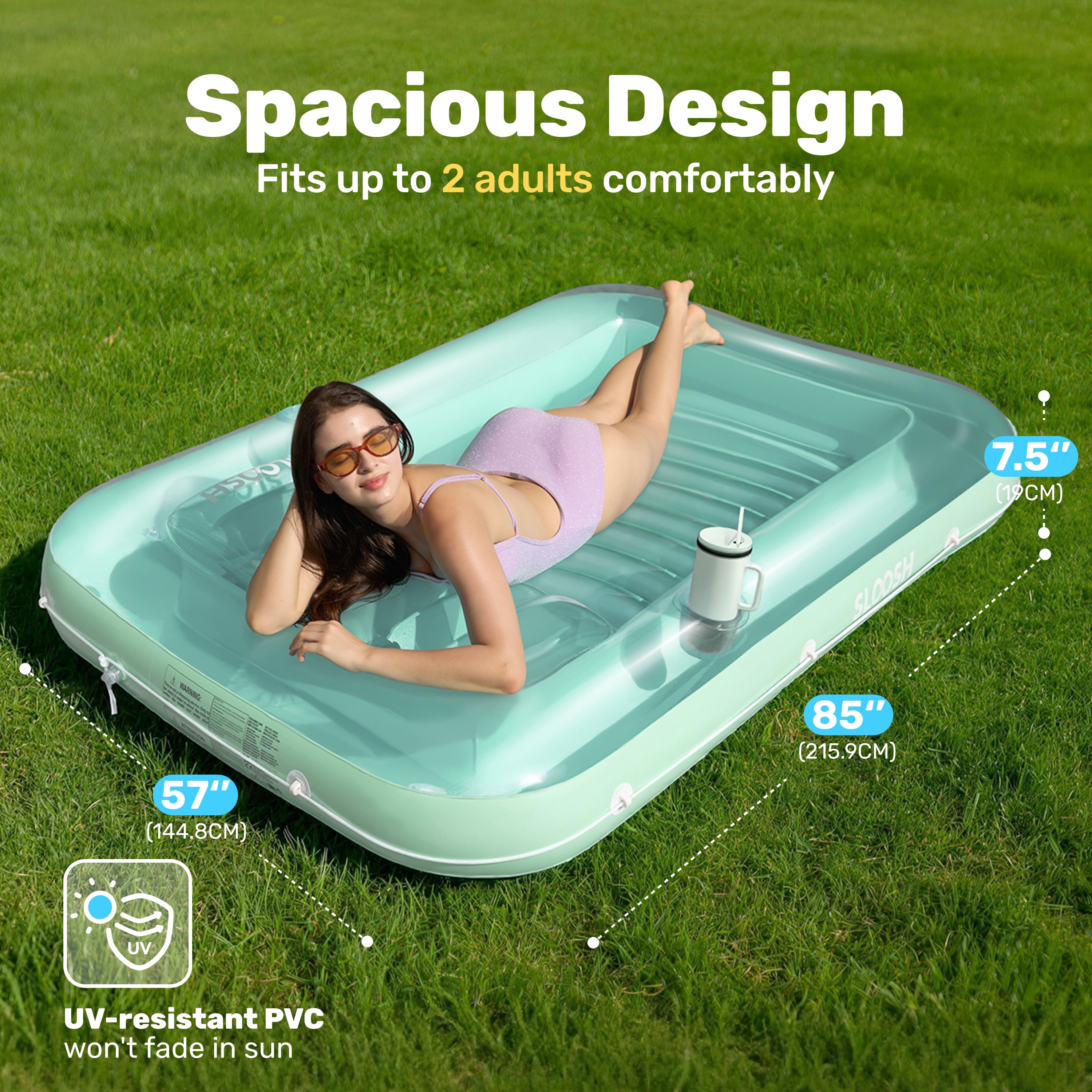 SLOOSH Inflatable Tanning Pool Lounger Float, 85 x Ireland | Ubuy