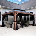 thumbnail image 3 of PURPLE LEAF 12 x 16 ft. Wood Gazebo,Upgrade Outdoor Hardtop Gazebo with Galvanized Steel Double Roof for Patio with Netting, 3 of 15