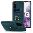 thumbnail image 1 of Allytech for Samsung Galaxy S20 Plus 6.7 inch Back Case with Card Slots Finger Ring Holder Drop Protection Retro PU Leather Protective Phone Cover for Samsung Galaxy S20+,Blue, 1 of 8