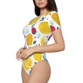thumbnail image 2 of Daiia Strawberry Lemon print Women's Crew Neck Short Sleeve Bodysuit Fashion Tops Fit Casual Basic Extender Bodysuit-Large, 2 of 9
