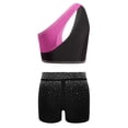 thumbnail image 4 of Hansber Kids Girls Cheerleading Outfit Gymnastics Dance Performance Sleeveless Crop Top with Shorts Set Hot Pink Black 12, 4 of 6
