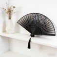 thumbnail image 6 of EDhome Portable Silk Cloth Folding Fan, Sturdy Bamboo Frame Antique Style Fan with Tassel, Unique Gifts Decorative Hand Fan for Stage Wedding Home Use, C, 6 of 6