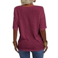 thumbnail image 3 of Langwyqu Half Sleeve Women V Neck Shirt Summer Female Solid Color Loose Tops, 3 of 4