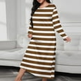 thumbnail image 2 of Kaemgyyd Women Long House Coat Plus Size Robes Crew Neck Full Length Nightgowns for Shower Cute Striped Loungewear S-5Xl, 2 of 6