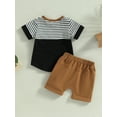 thumbnail image 4 of Coduop Baby Boys Shorts Set,Short Sleeve Striped T-shirt and Shorts Summer 2Pcs Outfit Set, 4 of 9