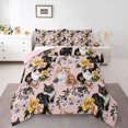thumbnail image 2 of jejeloiu Floral Cat Pattern Full Size Comforter Sets Kids,Colorful Rustic Flowers Bedding Sets,Reversible,3pcs, 2 of 8