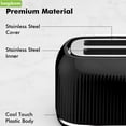 thumbnail image 6 of LONGDEEM 2-Slice Toaster Wide Slot - 6 Shade Settings, Removable Tray - Black, 6 of 7