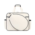 thumbnail image 4 of 2025 New Korean Fashion Large Capacity Tennis & Squash Racket Bag for Women - Holds 2-3 Rackets, Versatile Shoulder/Crossbody Straps, Durable Material, Compact & Portable - Ivory White with Blue Trim, 4 of 5