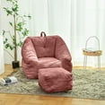 thumbnail image 2 of Bean Bag Chair for Adults,Upholstered Floor Sofa with Footstool,Large Lazy Sofa Plush Chair Bean Bag Couch for Bedroom Living Room,Red, 2 of 5