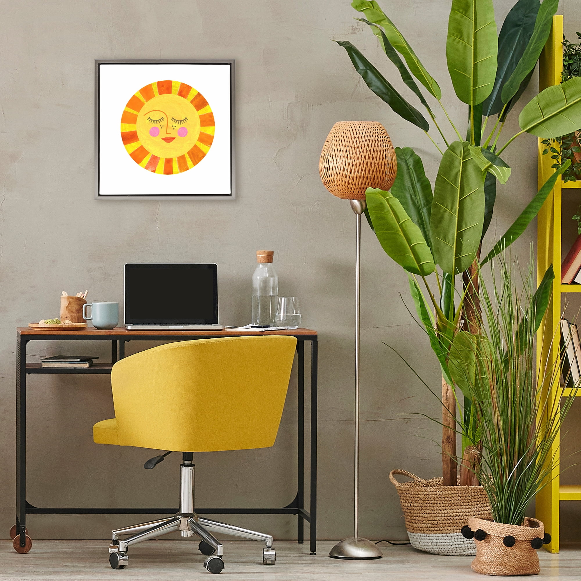 Stupell Industries Simple Warm Sunshine Gray Framed Floater Canvas Wall Art, design by Katherine Herrell Studio