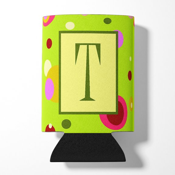 Letter T Monogram - Lime Green Can or Bottle Hugger