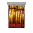 thumbnail image 2 of Ambesonne Nature Fitted Sheet & Pillow Sham Set, Autumn Forest Trees, Twinxl, Brown Orange, 2 of 3