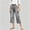 Gray, variant on Women's Soft Washed Cropped Denim Culottes, High Waist Multi Button Zipper Fly Straight Leg Solid Color Capri Jeans Coffee XL(XL)