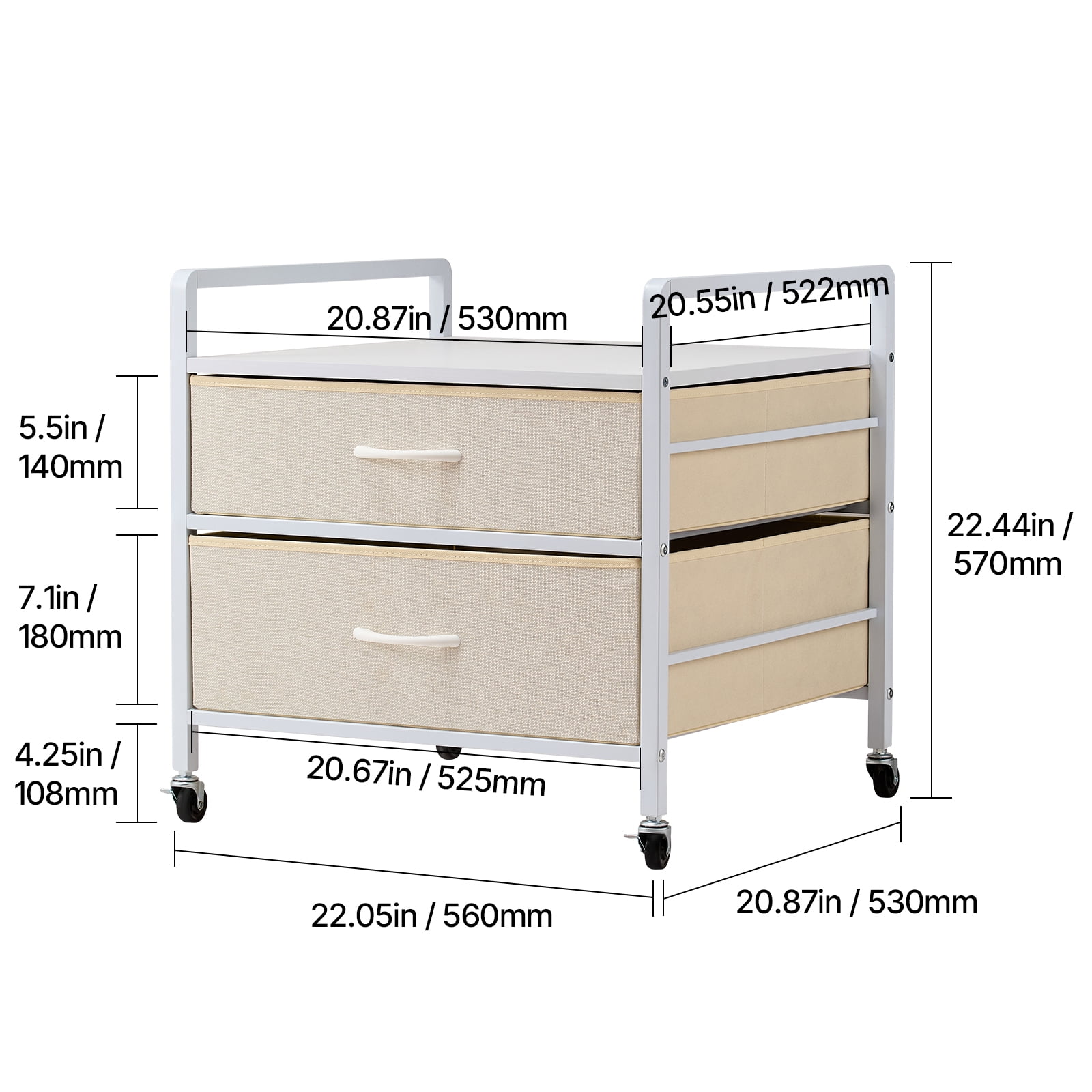 KFFKFF Compact Refrigerator Stand with Storage, Supports up to 176 lb, Compact Refrigerator Table with 2 Storage Drawers & 4 Movable Wheels, Portable Compact Refrigerator Shelf