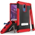 thumbnail image 1 of Red Tri-Shield Rugged Case Cover [with Metal Kickstand + Wrist Strap Lanyard] for LG Stylo 5, Stylus-5, 1 of 9