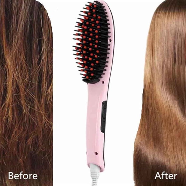 Fiudx Peine de Cerámica con Pantalla Lcd Que No Daña El Cabello, Peine de Madera Contrachapada Eléctrica, Peine de Masaje Perezoso de Iones Negativos.