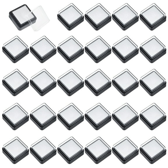 30 pc Plastic Blank Ink Pad No Ink Fingerprint Uninked Ink Stamp Pad for DIY Painting Scrapbooking Craft with Sponge Inside White 33x33x16.5mm
