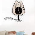 thumbnail image 5 of Relojes de gato con cola y ojos oscilantes, reloj de dibujos animados de madera, reloj de pared oscilante creativo y silencioso con cola de gato meneando, 5 of 5