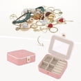 thumbnail image 2 of Unique Bargains Portable Mini Faux Leather Organizer Jewelry Box with Button Pink, 2 of 7