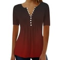 thumbnail image 2 of Sweet Home Farm V Neck T Shirts for Women Summer Tops 2025 Trendy Boho Floral Print Tunic Casual Loose Blouse Short Sleeve Shirts Red, 2 of 5
