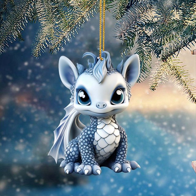 SIfdSeng Door Decorations Hanging Classroom Cute Little Dragon Christmas Pattern Print Hanging Home Tree Pendant Christmas Tree Pendant Home Decoration Window Sill Car Pendant Backpack Pendant