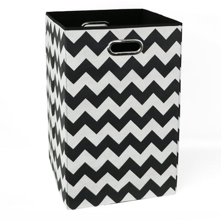 Black Laundry Pedestal - Modern Littles Black Chevron Folding Laundry Bin